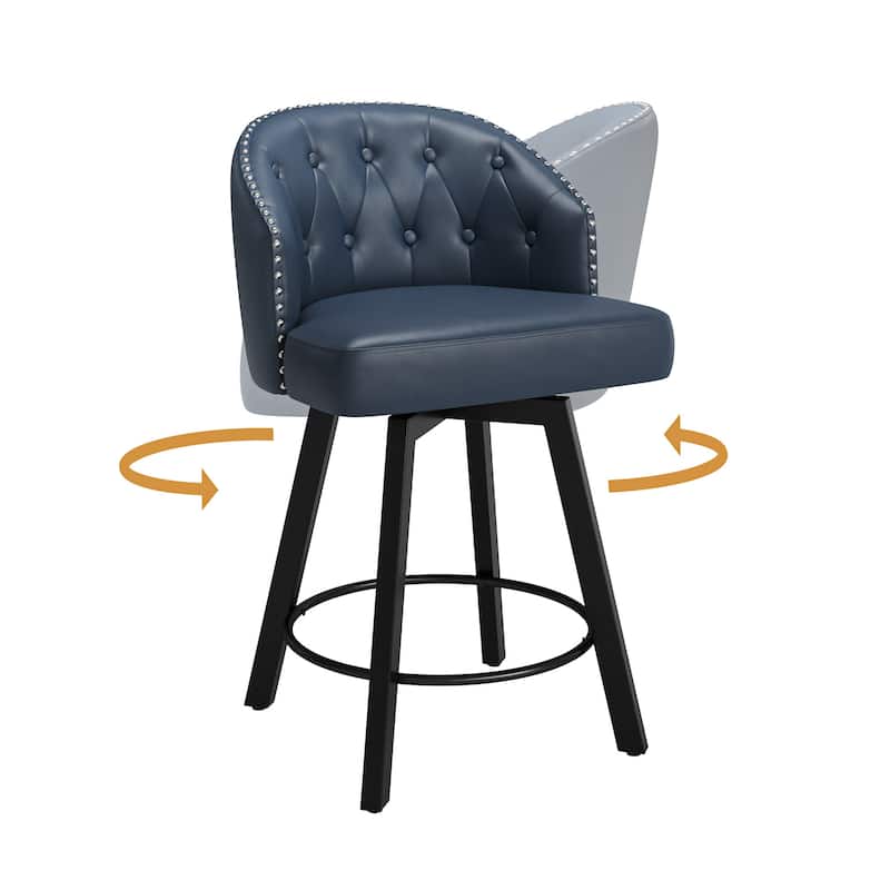 26" Swivel Counter Height Bar Stools Set of 3 Upholstered Counter Stools With Backs - 26" H