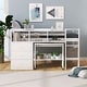 preview thumbnail 3 of 12, Full Size Low Loft Bed with Rolling Portable Desk, Drawers and Shelves, White