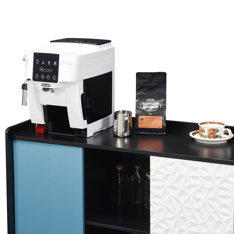 Modern Sideboard Buffet Cabinet with 2 Drawers and 2 Open Storage Compartment