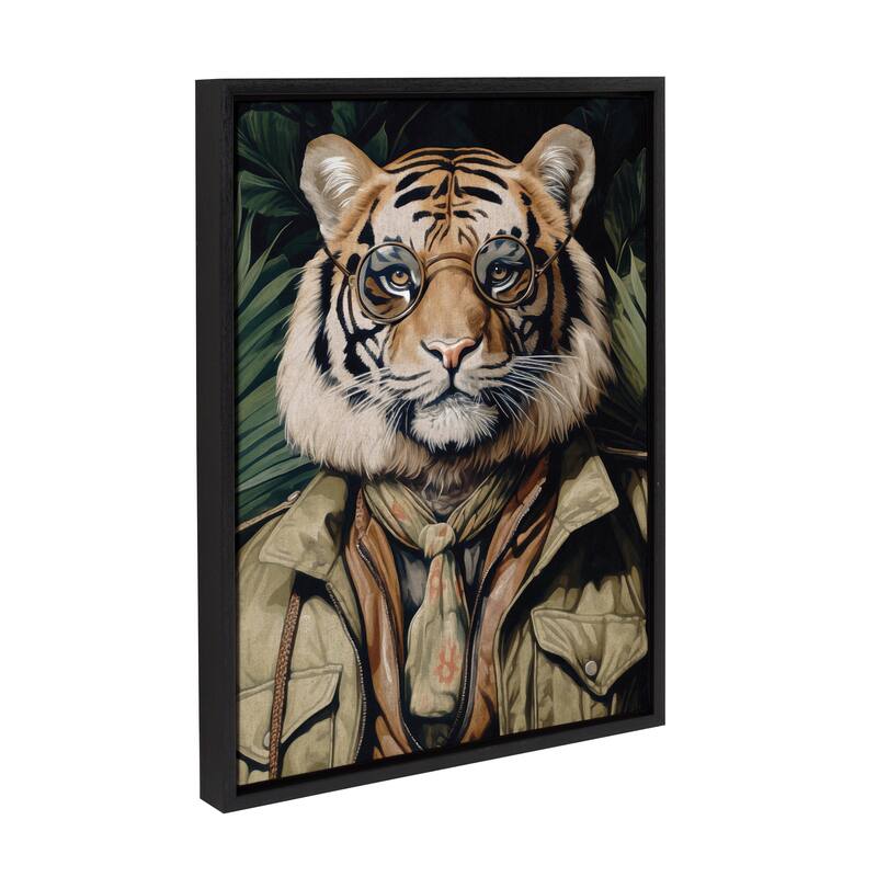 Kate and Laurel Sylvie Dark Tiger Framed Canvas by Creative Bunch Studio - 18x24