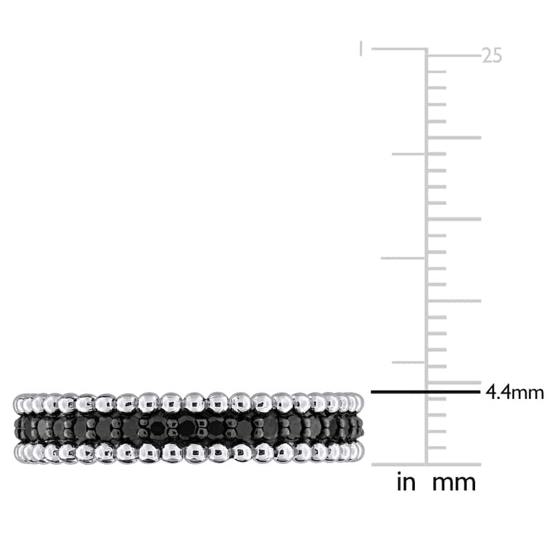 Miadora 5/8ct TW Black Diamond Beaded Eternity Ring in 14k White Gold