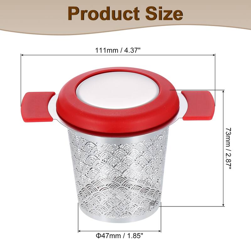 1 Pcs Tea Infuser Filter with Lid, Tea Strainer, Red - Red