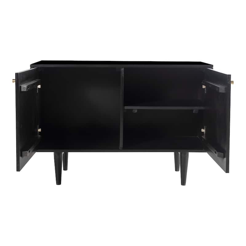 Circle Solid Wood with Natural Woven Cane Two-Door Cabinet