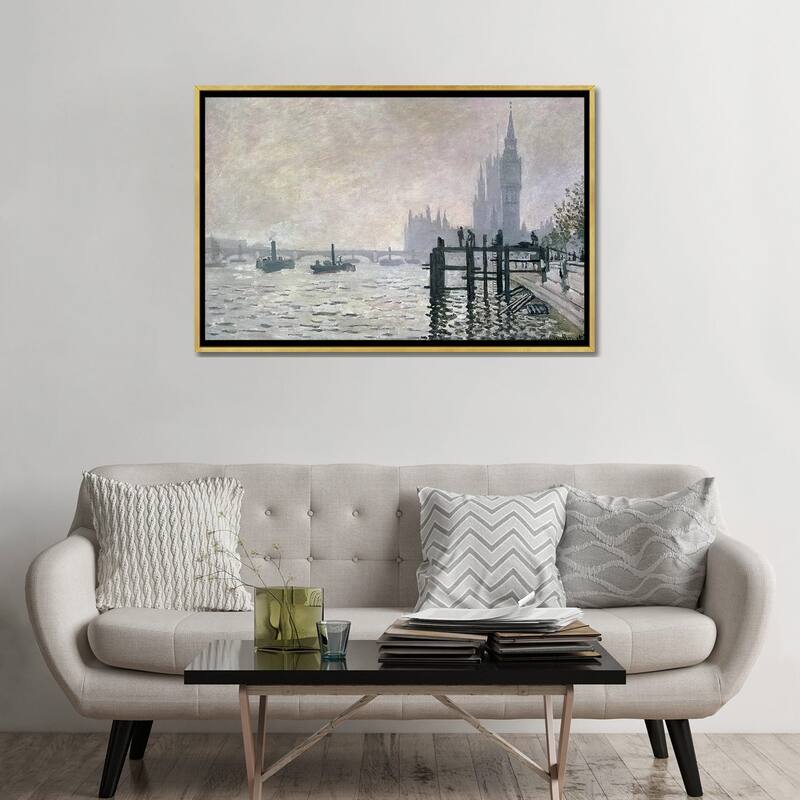 iCanvas "The Thames below Westminster, 1871 " by Claude Monet Framed Canvas Print