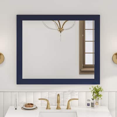 Eviva Acclaim 36" x 30" Rectangular Blue Wooden Framed Mirror - 36X30