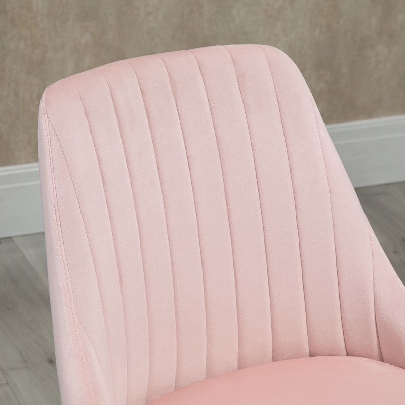 Mid-Back Office Chair, Velvet Fabric Swivel Scallop Shape Computer Desk Chair for Home Office or Bedroom