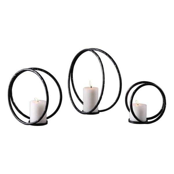 Set of 3 Pina Curved Metal Candle Holders 13” - N/A
