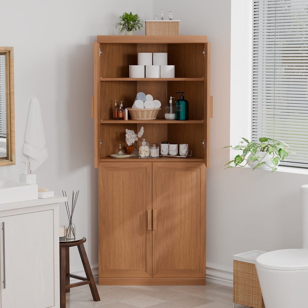 72" Corner Cabinet Free-Standing Corner Storage Organizer Sideboard