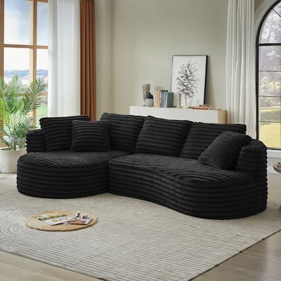 Modern Curved L-Shape Luxury Sectional Oversized Sofa: Minimalist Design, Comfy Sleeper Couch for Living Room