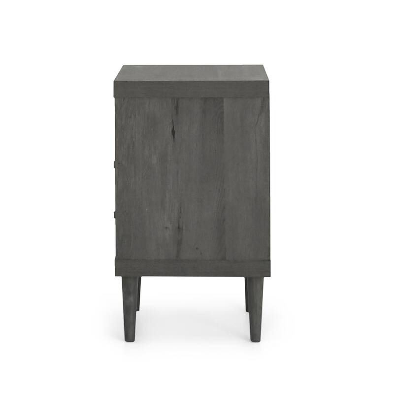 2-Drawer Nightstand with Mid-Century Design, Faux Wood Frame, and Rubberwood Legs, Storage Shelf