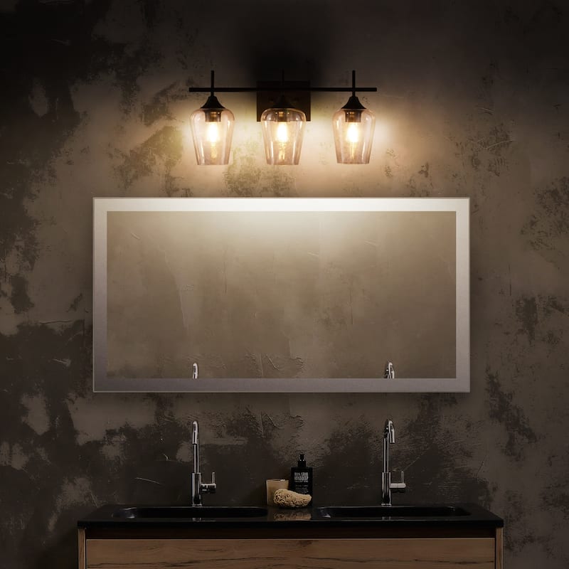 CO-Z Matte Black Vanity Light Sconce w Clear Glass Shade