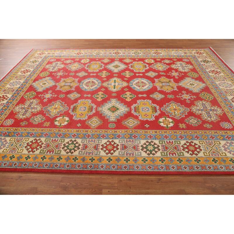 Geometric Kazak Oriental Area Rug Handmade Dining Room Wool Carpet - 8'1" x 10'3"