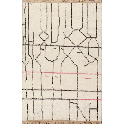 Tribal Moroccan Oriental Wool Area Rug Hand-knotted Decorative Carpet - 4'1" x 6'4"