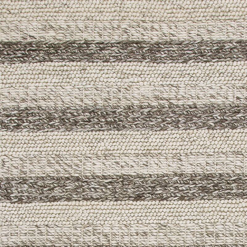 Domani Cloud White / Grey Textured Stripe Hand-Woven Wool Rug