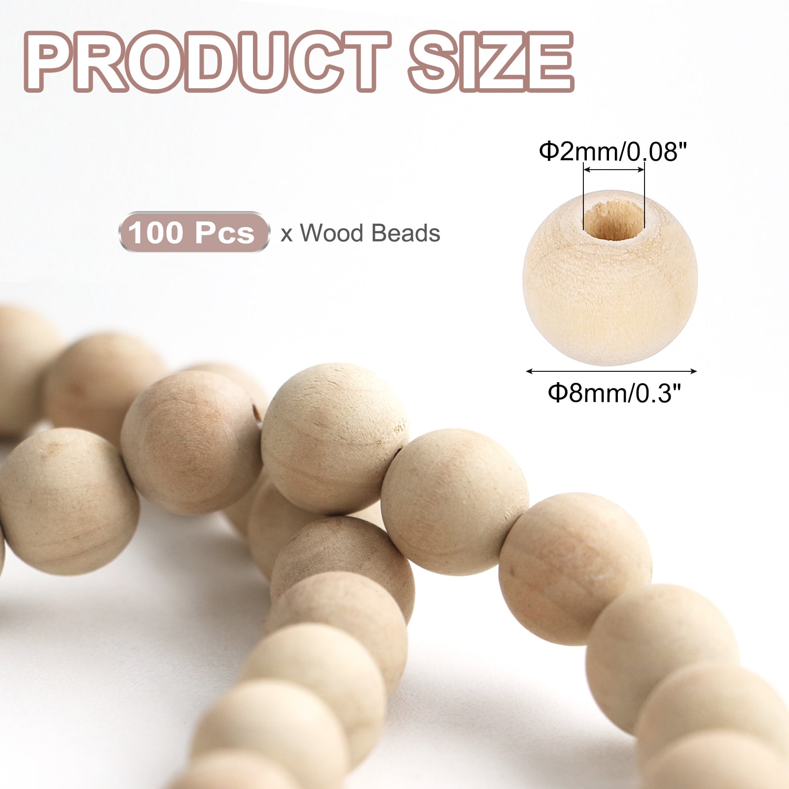 200Pcs 6mm Wood Beads, Unfinished Wooden Natural Beads Wood Spacer Beads