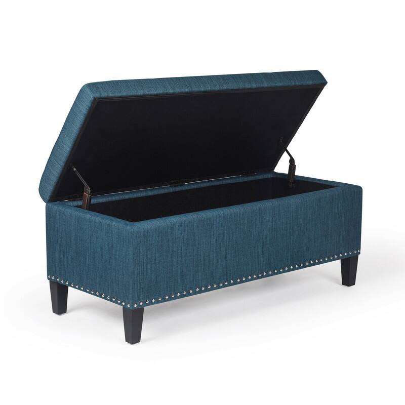 Adeco Storage Ottoman Bench 41" Tufted Fabric Footrest