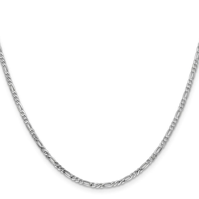 Curata 14k White Gold Solid 2.4mm Flat Figaro Chain Necklace (Lobster-claw) Options: 16 18 20