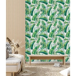 Palm Leaves Wallpaper Peel and Stick and Prepasted - Bed Bath & Beyond ...
