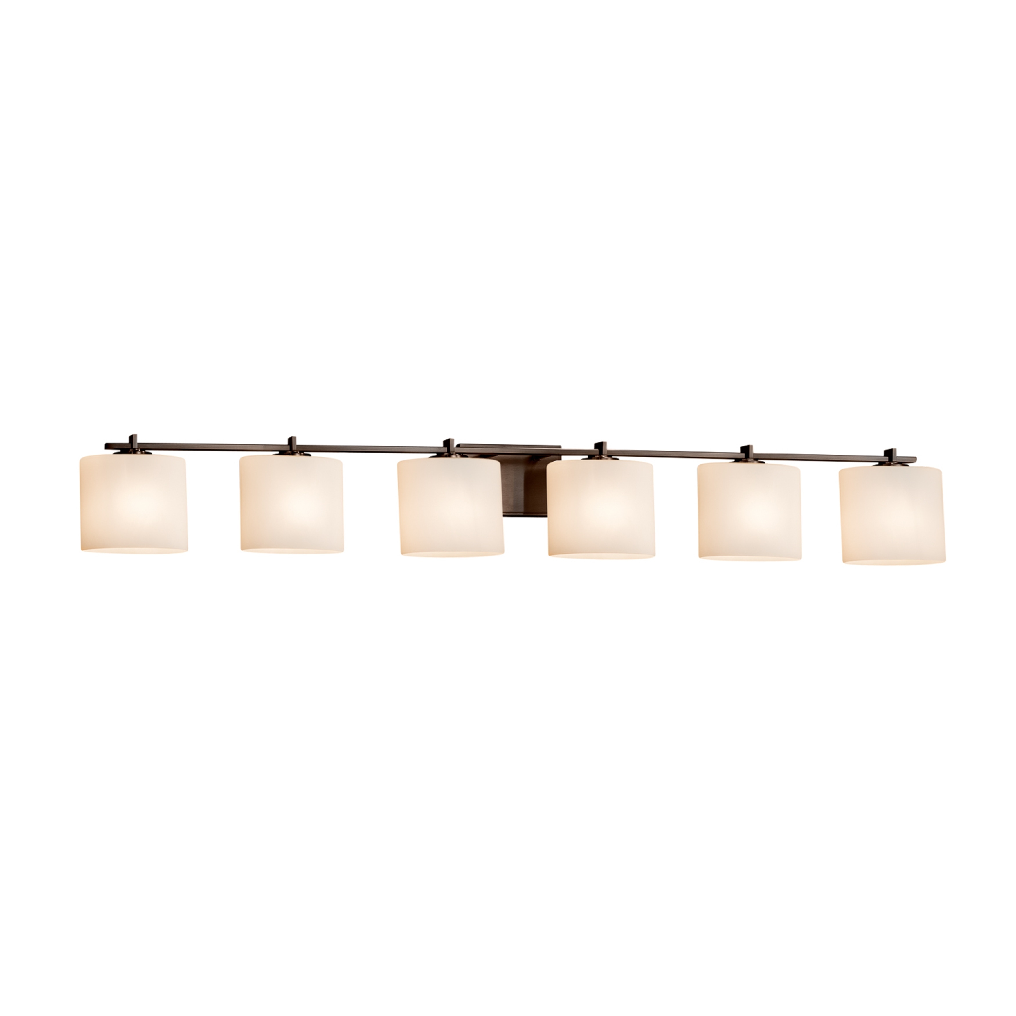 Justice Design Fusion Era 6-light Dark Bronze Bath Bar, Opal Oval Shade
