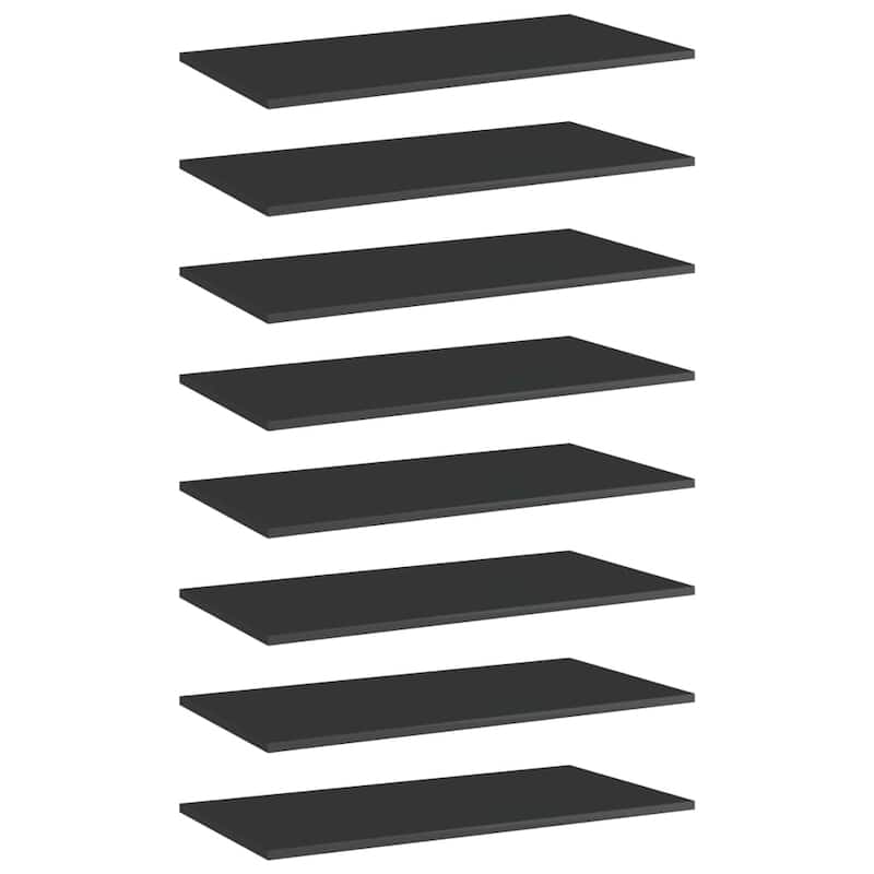 vidaXL Bookshelf Boards 8 pcs High Gloss Black 31.5"x15.7"x0.6" Chipboard
