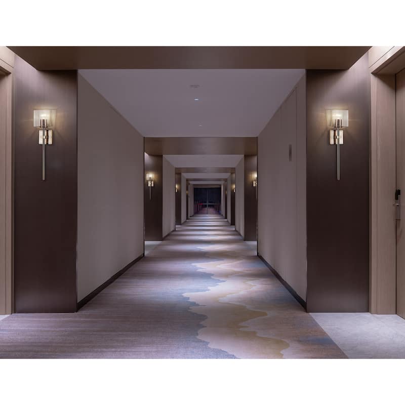 Justice Design Group Spruce ADA 1-Light Wall Sconce with Seeded Glass Shade