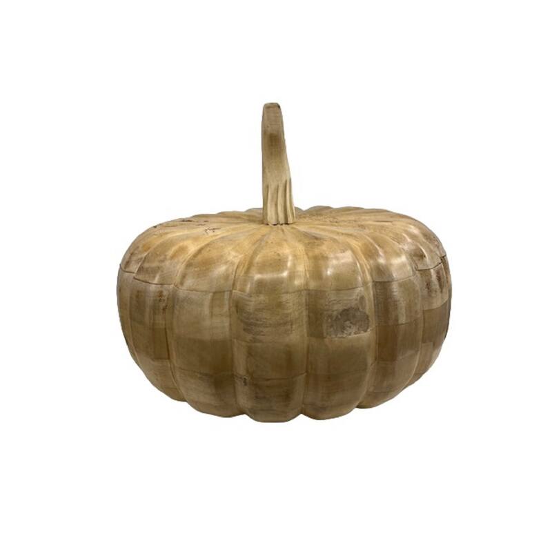 XXL Pumpkin Sun-Bleached Mango Wood Décor Dia 15" - Sun Bleached - X Large