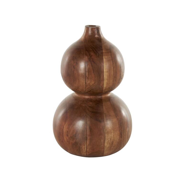 Brown Wood Bubble Decorative Vase with Natural Wood Grains