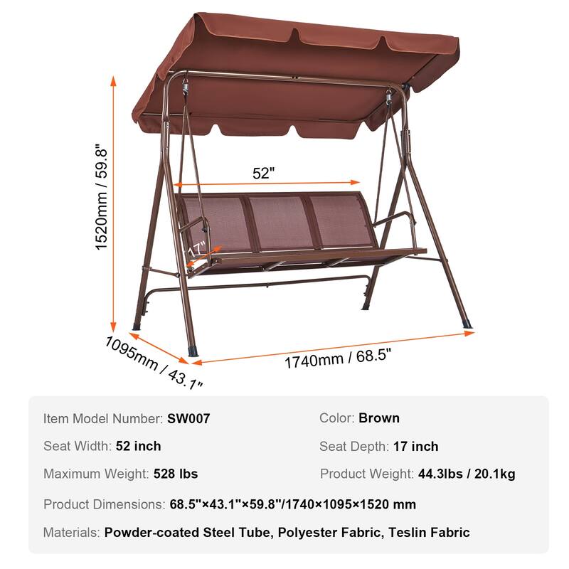 Patio Swing Chair for Balcony, Backyard, Poolside