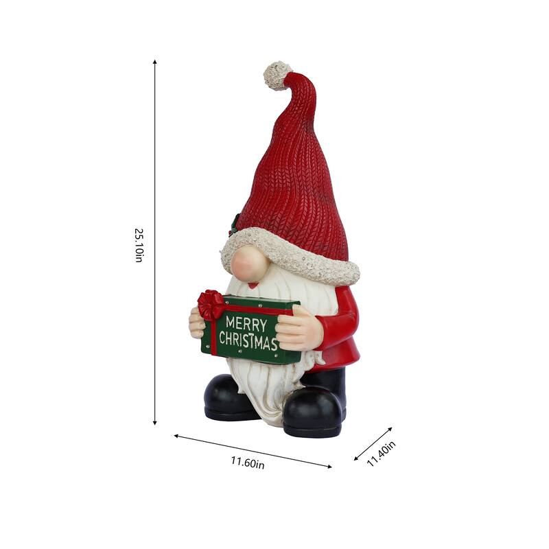 LED Lighted Gnome with Sign Christmas Figurine - 25"