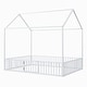 preview thumbnail 25 of 28, Sturdy House Shaped Bed Frame,Metal Floor Bed with Fence and Door