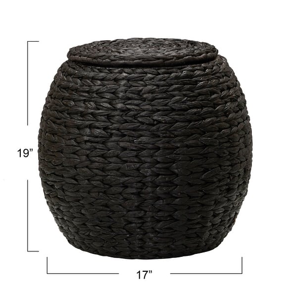 dimension image slide 4 of 7, Household Essentials Handwoven Barrel Wicker Storage Basket Side Table - 17.0"L x 17.0"W x 19.0"H