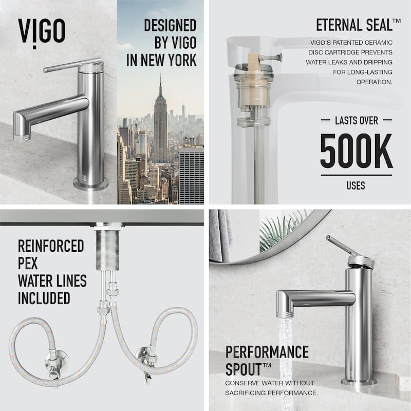 VIGO Sterling 7" H Single Handle Single Hole Bathroom Faucet