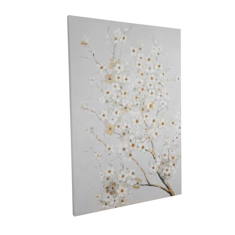 White Canvas Branch Floral Decorative Wall Art