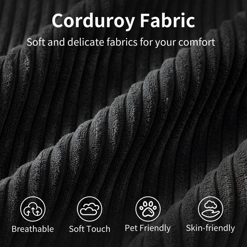 Modland 108”L-Shaped Modular Corduroy Couch with Deep Seats Comfy Sectional Sofa for Living Room