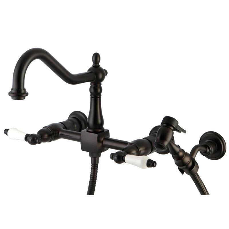 Elements Of Design Double Handle Wall Mounted Kitchen Faucet - Oil Rubbed Bronze