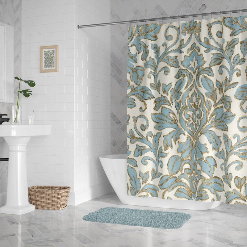 Laural Home Antique Damask 71" x 72" Shower Curtain