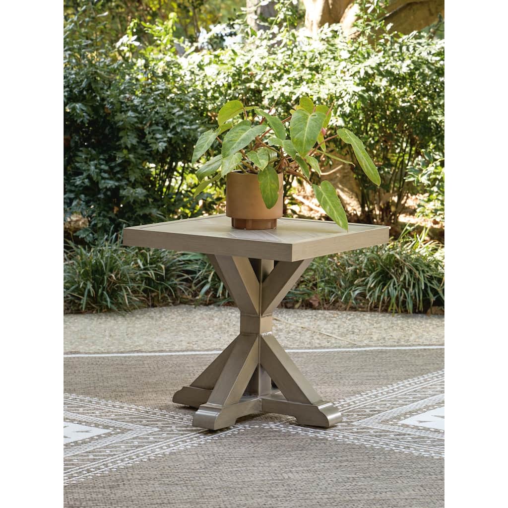 Signature Design by Ashley Carmel Bay Beige Outdoor End Table - 23"W x 23"D x 23"H