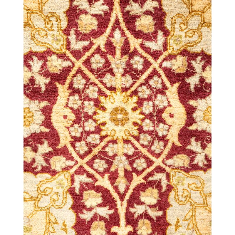 Overton Hand Knotted Wool Traditional Oriental Purple Area Rug - 6' x 9'