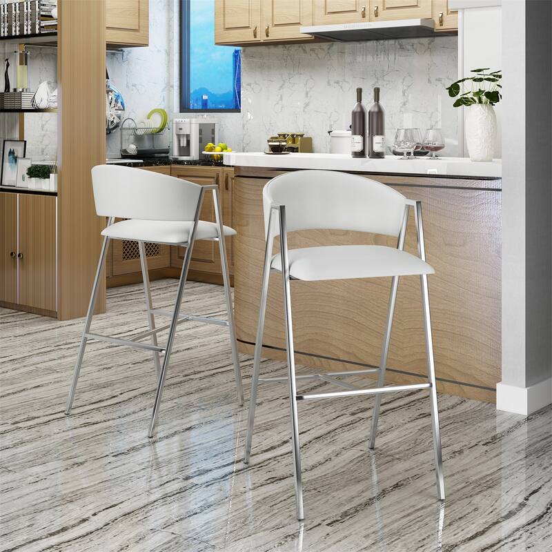 Modern Faux Leather Upholstery Bar Stool (Set of 2)