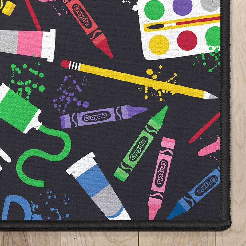 Crayola Art Supplies Black Abstract Area Rug By Well Woven
