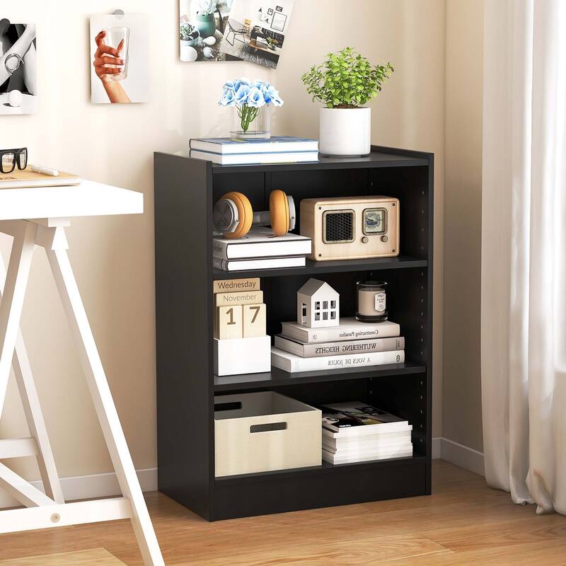 Costway 3-Tier Bookcase Open Multipurpose Display Rack Cabinet with - 19.5'' x 12'' x 29.5'' (L x W x H)