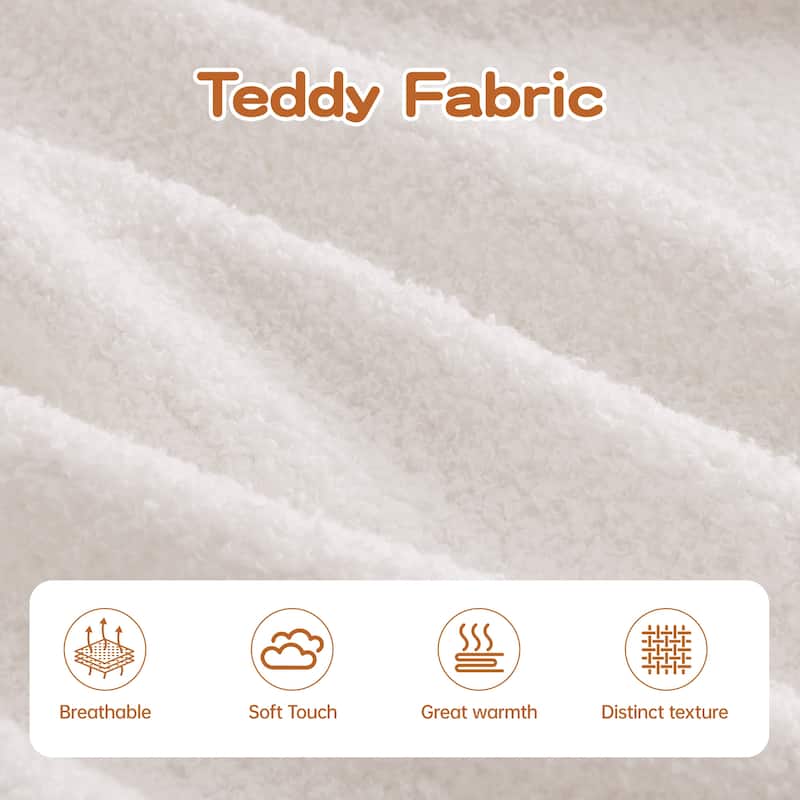 135" Two-Tone Sofa Teddy Fabric Sofa, Boneless Couch with Sponge Cushions, Stylish Sectional Sofa with Pillows for Living Room