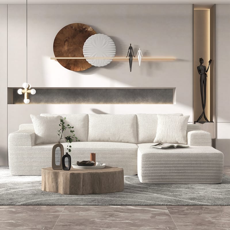 Corduroy L-Shaped Sofa Modular Movable Applicable Living Room Furniture Sets