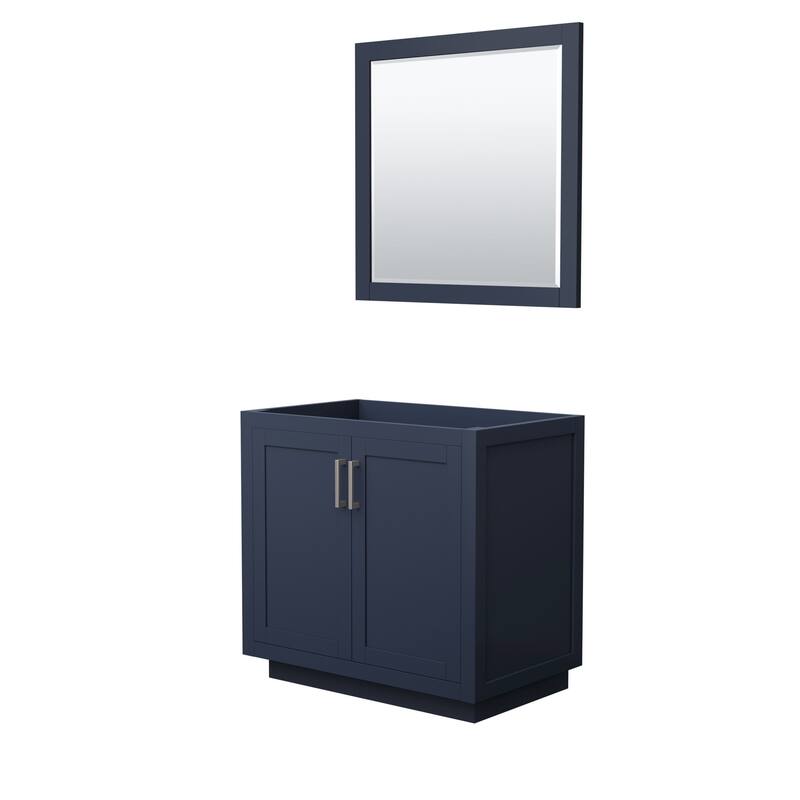 Wyndham Collection Miranda 36" Single Free Standing Vanity Cabinet - - Dark Blue / Brushed Nickel Hardware
