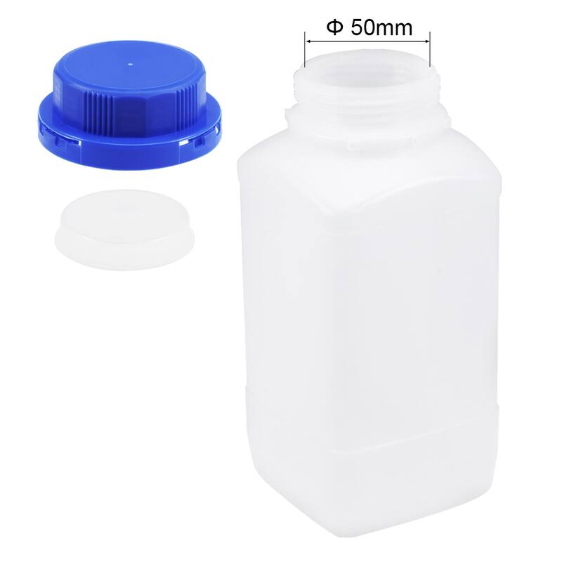 2x Plastic Lab Reagent Bottle Sample Sealing Liquid Storage Container - Translucent, Blue