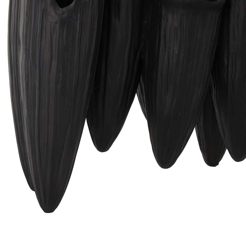 Ceramic Abstract Floral Inspired Decorative Vase with Linear Grooves and 10 Openings - White or Black - Roche River Decor