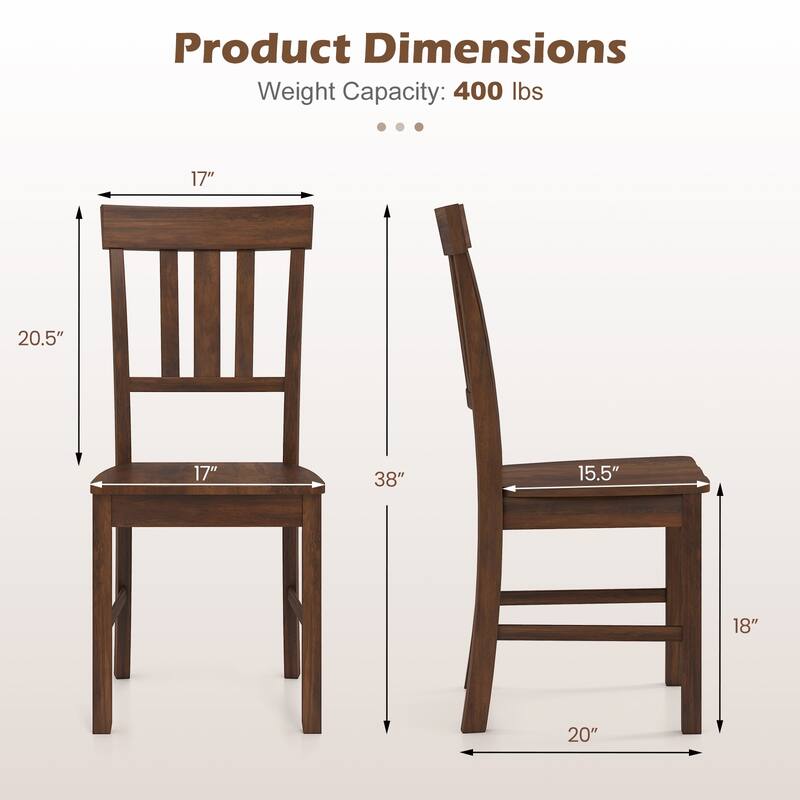 Gymax Dining Chairs Set of 4 Rubber Wood Chairs w/High Slat Backrests