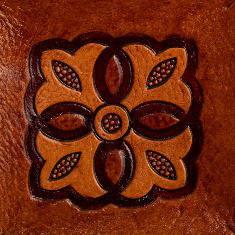Novica Handmade Colonial Florals Tooled Leather Catchall