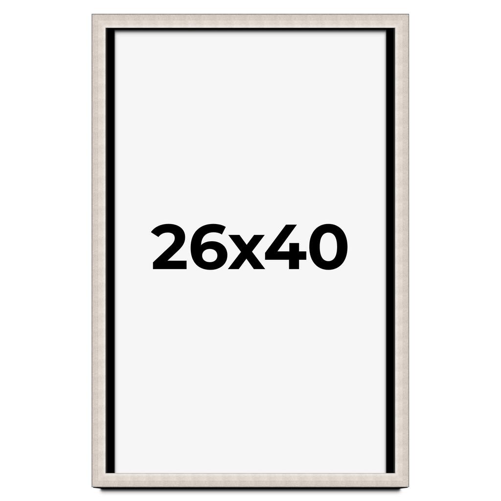 26x40 Shadow Box Frame Silver Real Wood Contemporary Shadowbox Display Frame UV Acrylic Front Acid Free Backing and Hardware