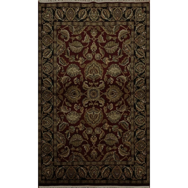Hand Knotted Oriental 100% Wool Carpet Traditional Floral Red Agra Area Rug - 6' 0'' X 4' 1''